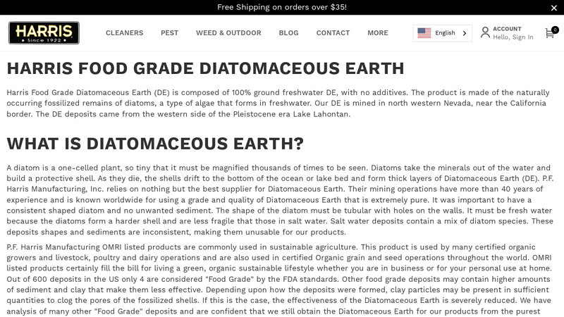 Harris Food Grade Diatomaceous Earth