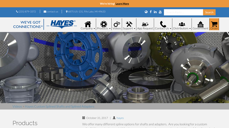 Hayes Custom Splined Shafts and Splined Adapters