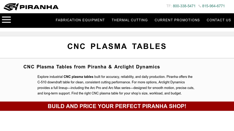 HD CNC Plasma Cutter Tables by Piranha