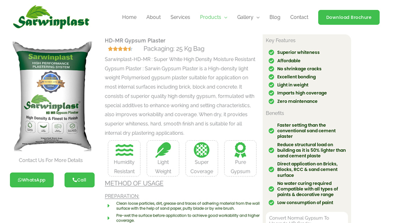 HD MR Gypsum Plaster