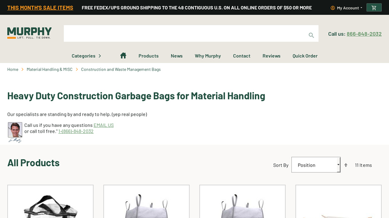 Heavy Duty Construction Garbage Bags for Material Handling