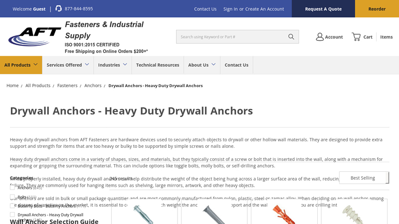 Heavy Duty Drywall Anchors - Wall Anchors in Bulk