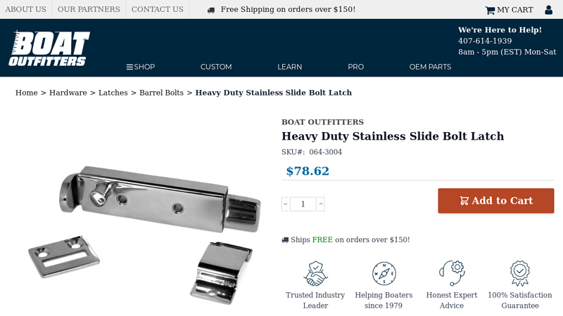 Heavy Duty Stainless Slide Bolt Latch