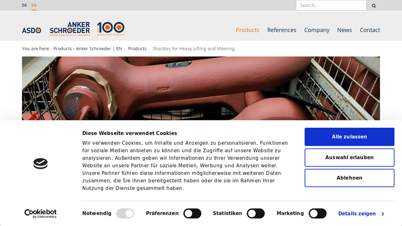 Heavy shackles for highest loads