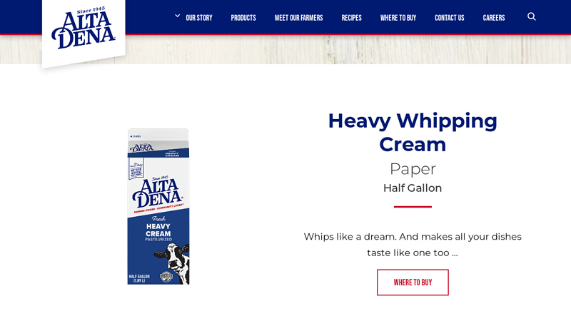 Heavy Whipping Cream Paper Half Gallon