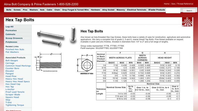 Hex Tap Bolts