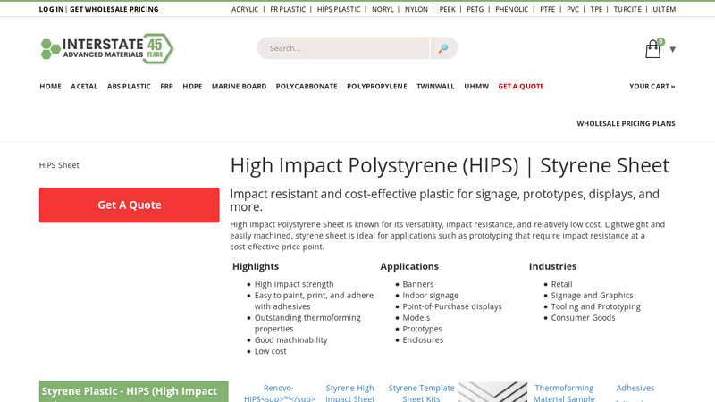High Impact Polystyrene (HIPS) & Styrene Sheet