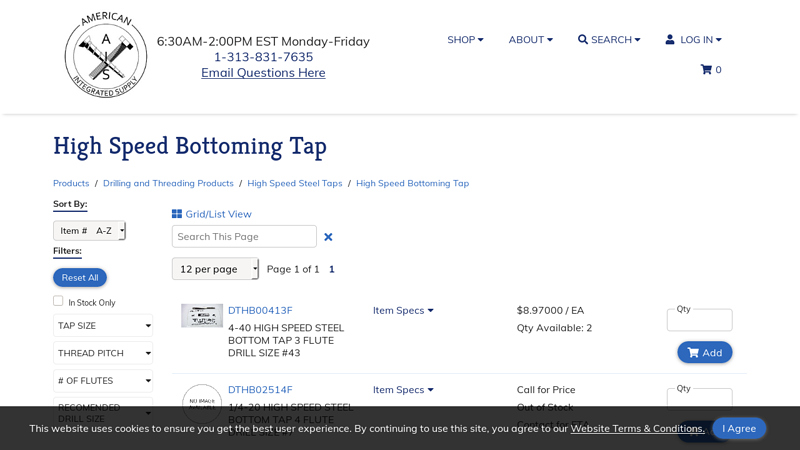 High Speed Bottoming Tap