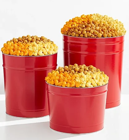 Holiday Popcorn Tins, Buckets & Gifts