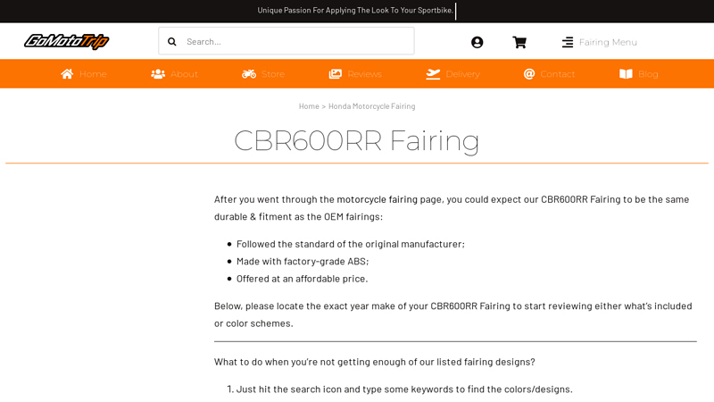 Honda CBR600RR Fairing Kit (OEM & Custom Designs)