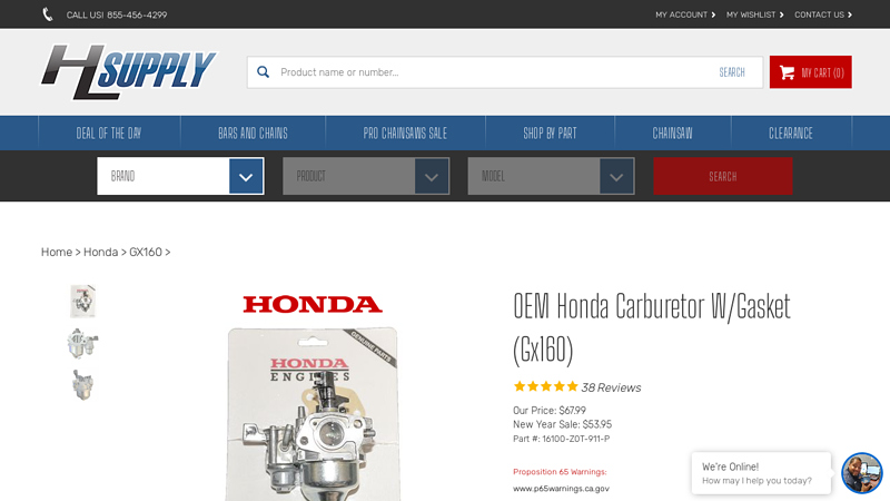 Honda GX160 Carburetor 16100-Z0T-911