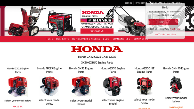 Honda GX22 GX25 GX31 GX35 GX50 GXH50 Engine Parts