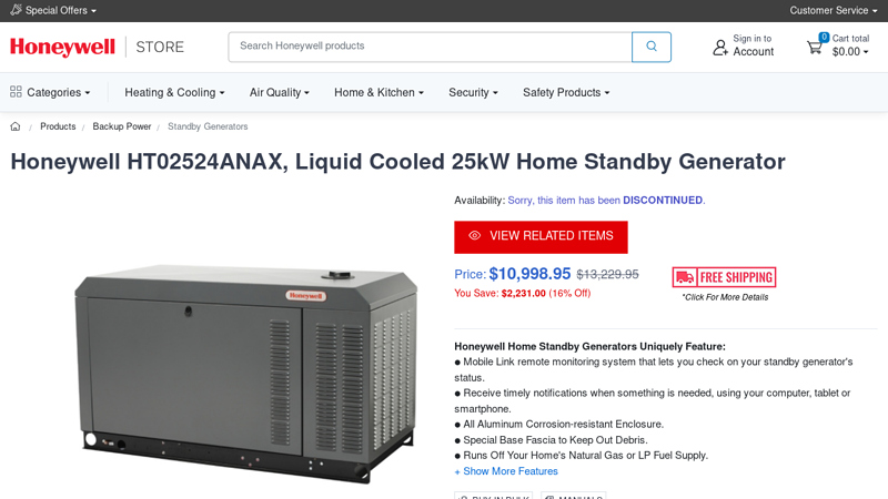 Honeywell 25kW Standby Generator