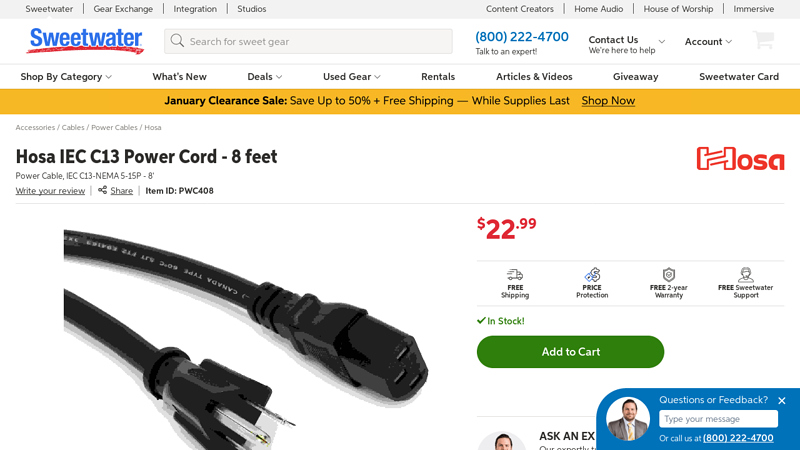 Hosa IEC C13 Power Cord