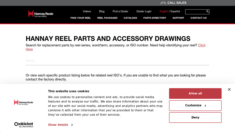 Hose Reel and Cable Reel Parts Drawings