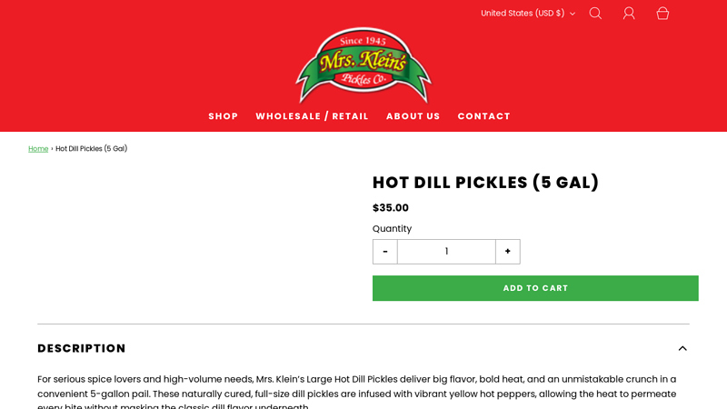 Hot Dill Pickles (5 Gal)