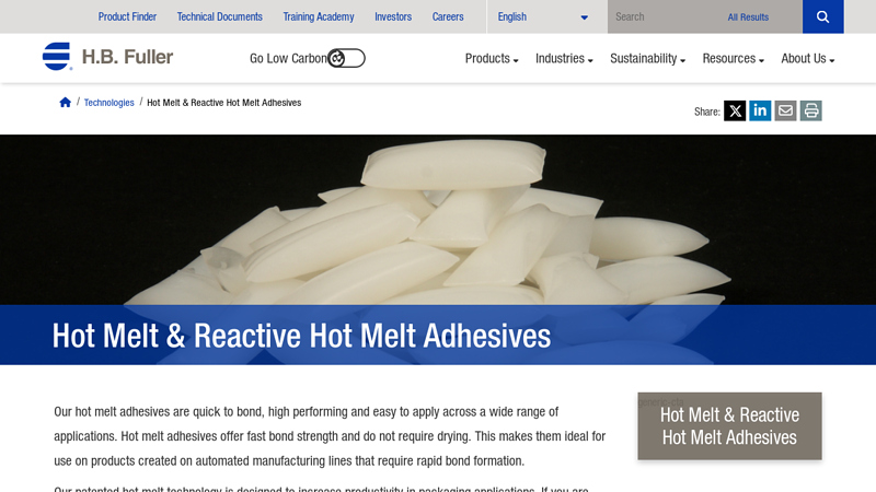 Hot Melt & Reactive Hot Melt Adhesives