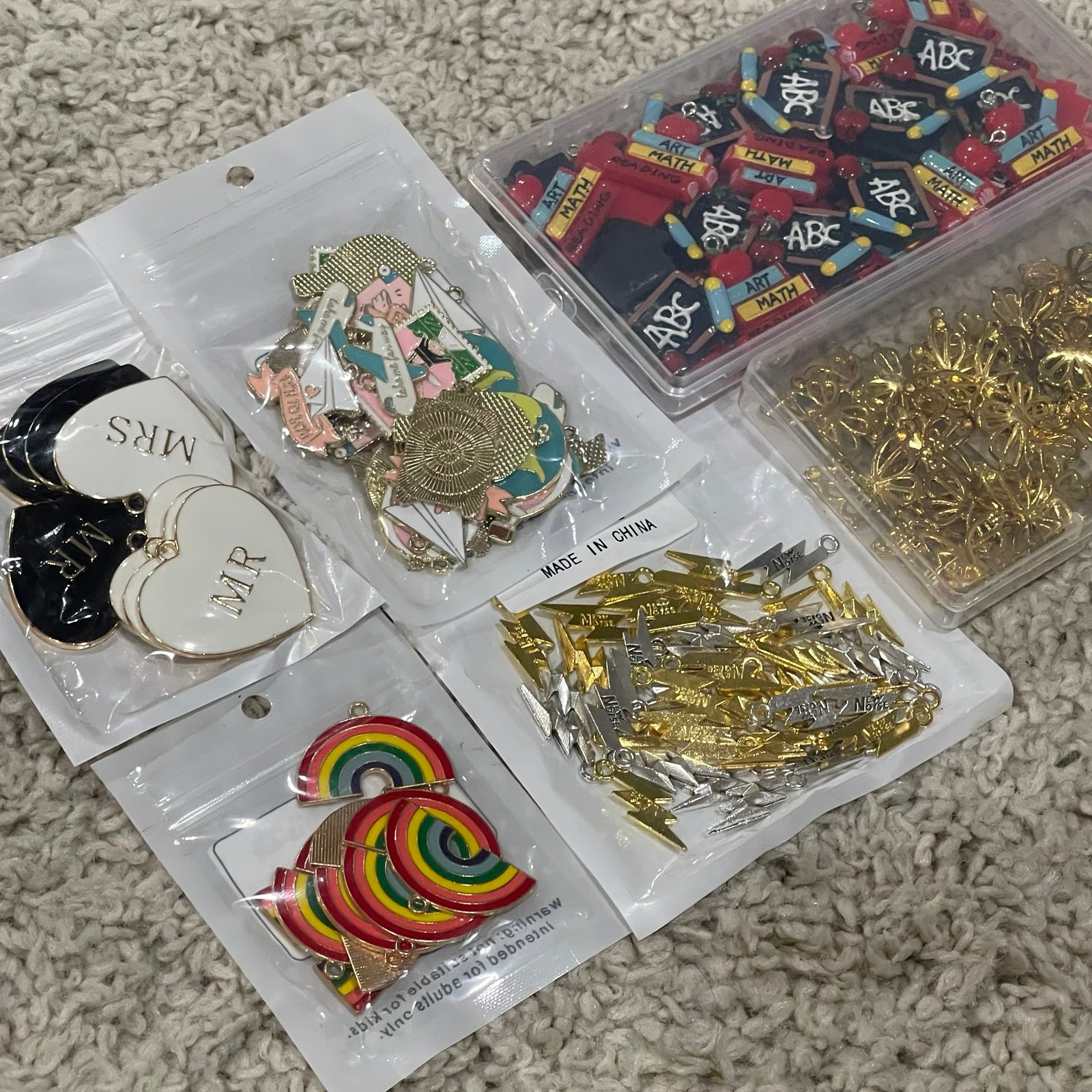 Huge Lot of Large Enamel Charms