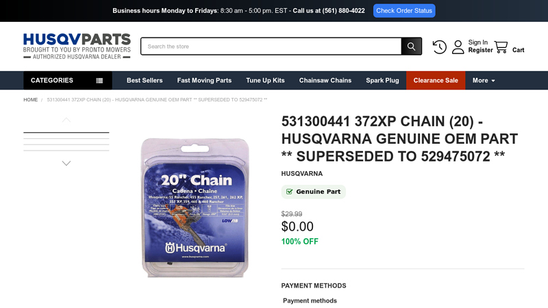 Husqvarna 531300441 372XP Chain (20