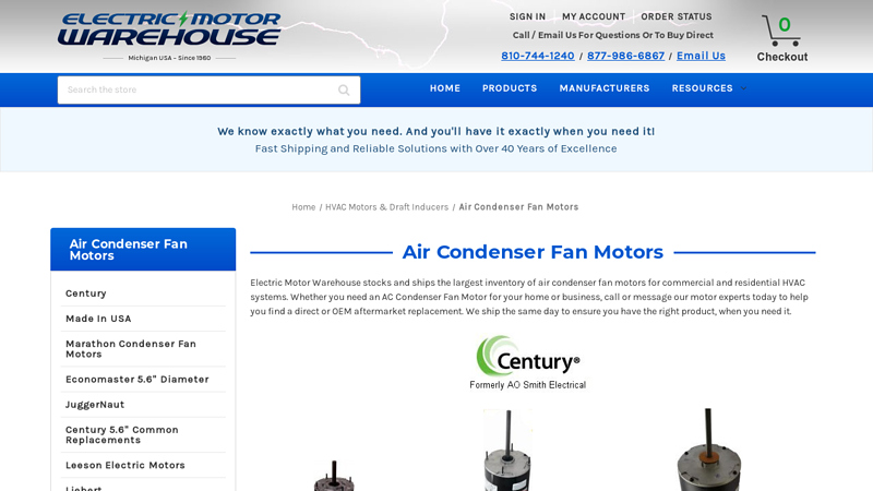 HVAC Replacement Condenser Fan Motors for Air Conditioners