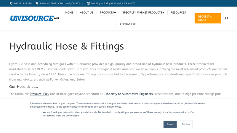 Hydraulic Hose, Fittings, and accessories from Unisource.