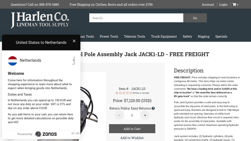 Hydraulic Steel Pole Assembly Jack JACK1