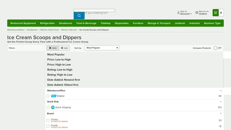 Ice Cream Scoops and Dippers