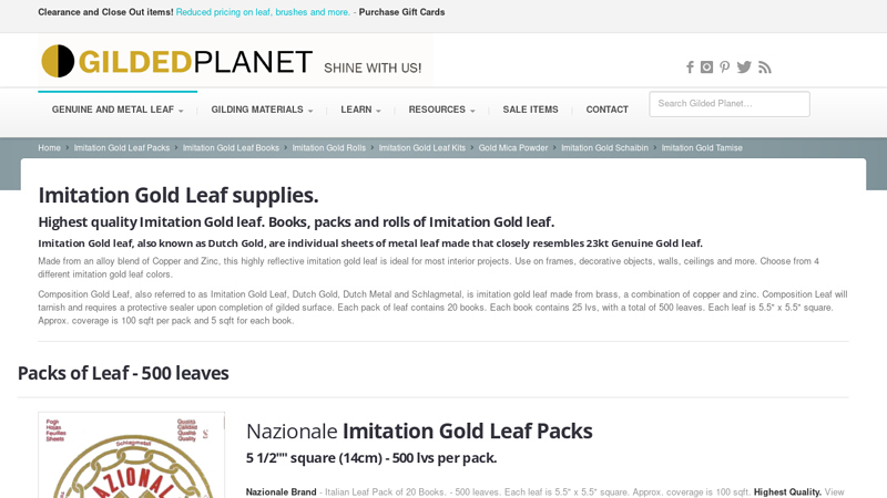 Imitation Gold Leaf Supplies