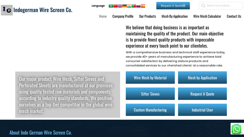 Indogerman Wire Mesh and Sifter Sieves Manufacturer