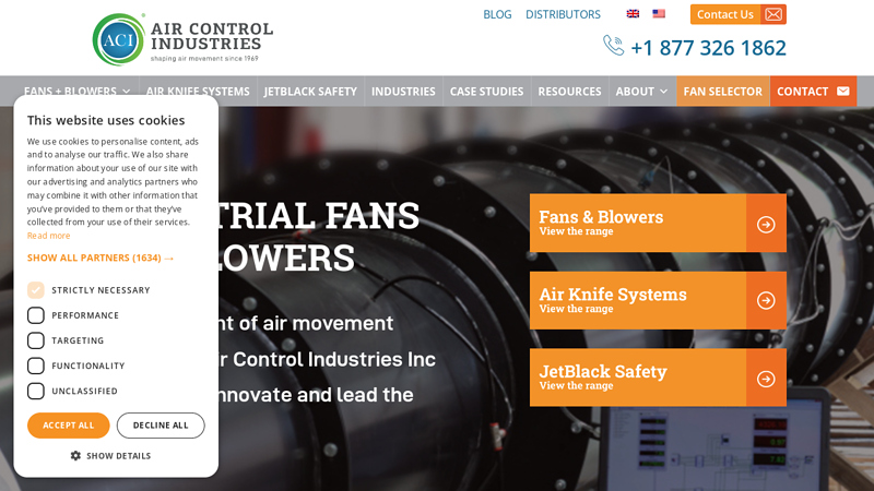 Industrial Fans, Air Knife Systems, Cooling Fans, Blowers, Ventilation