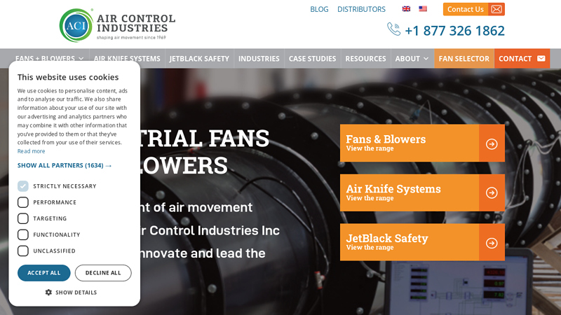Industrial Fans, Air Knife Systems, Cooling Fans, Blowers, Ventilation