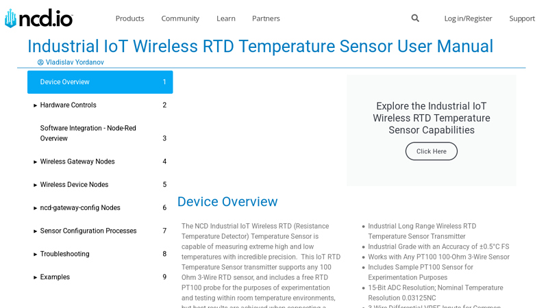 Industrial IoT Wireless RTD Temperature Sensor User Manual