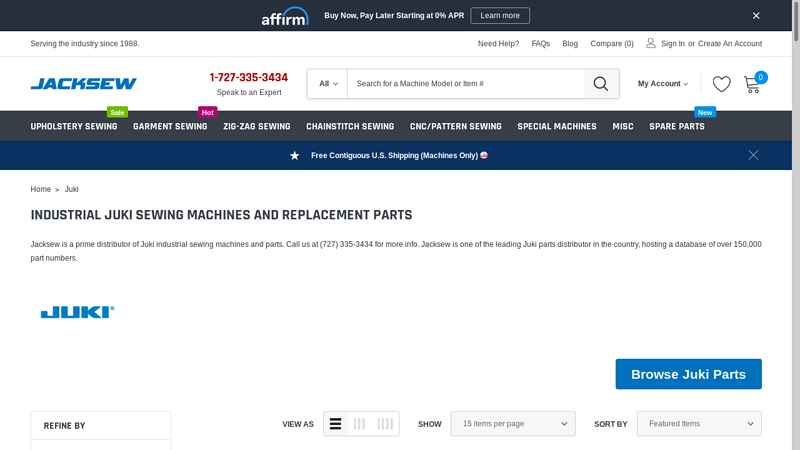 Industrial Juki Sewing Machines and Replacement Parts