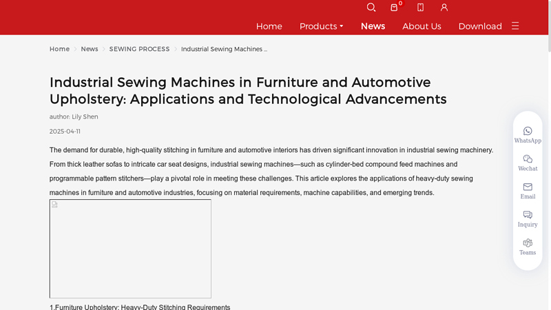 Industrial Sewing Machines in Furniture and Automotive Upholstery