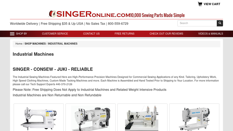Industrial Sewing Machines, singeronline.com