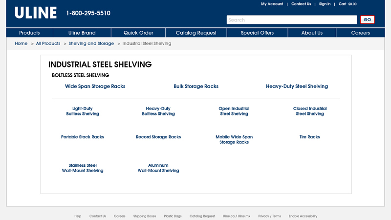 Industrial Steel Shelving, Metal Shelving, Boltless Racks in Stock