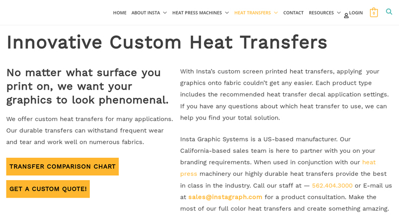 Innovative Custom Heat Transfers custom t-shirts