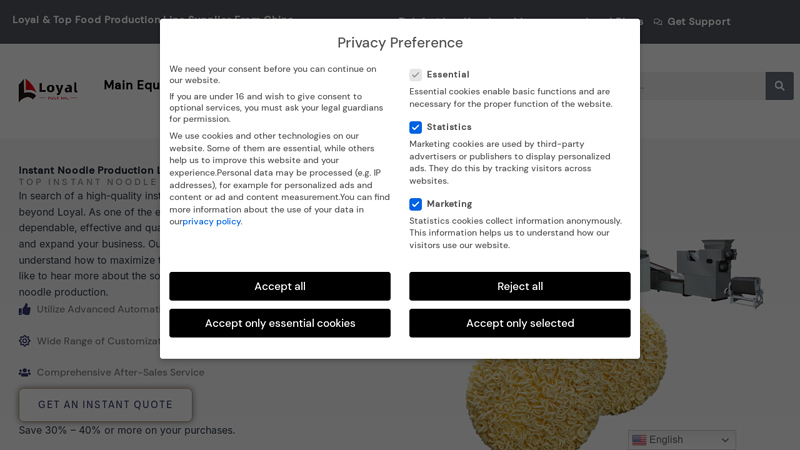 Instant Noodle Production Line