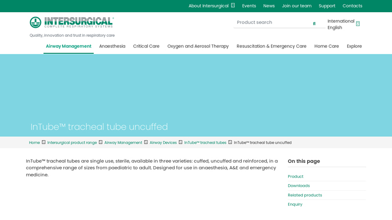 InTube™ tracheal tube uncuffed