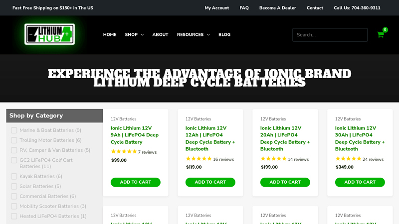 Ionic Lithium Deep Cycle Batteries