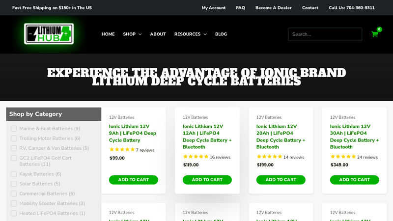 Ionic Lithium Deep Cycle Batteries