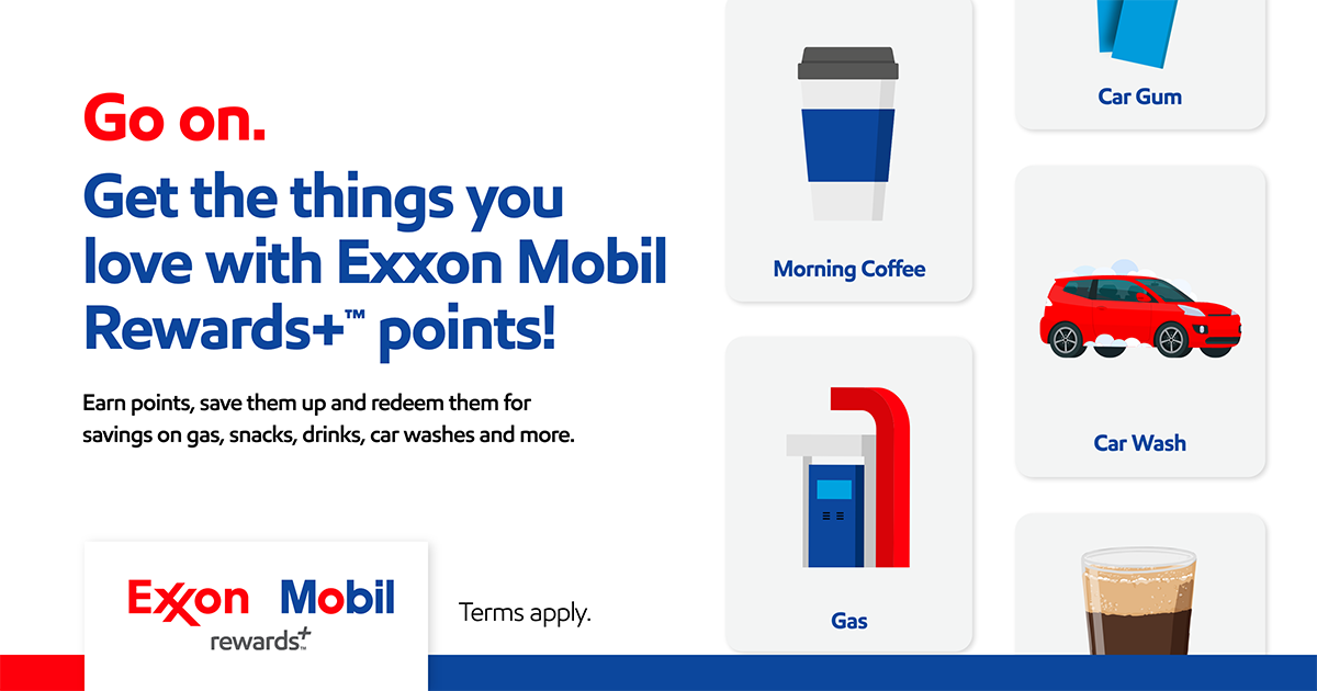 It's easy to save with Exxon Mobil Rewards+™ program