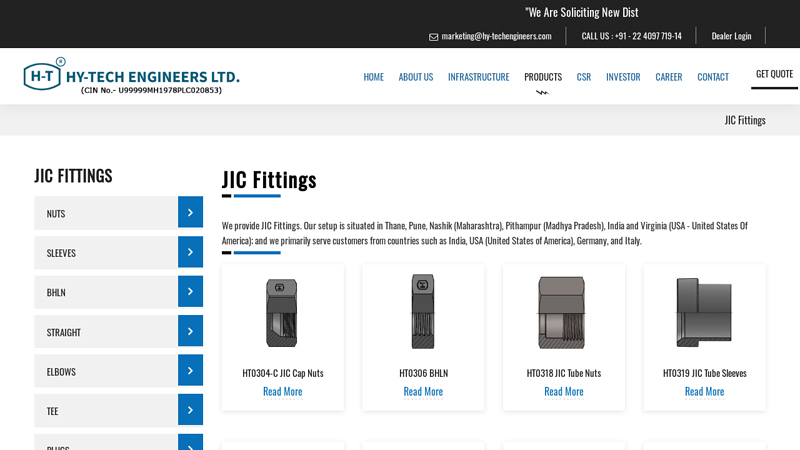 JIC Fittings, Manufacturer, Supplier, Distributor, Exporter