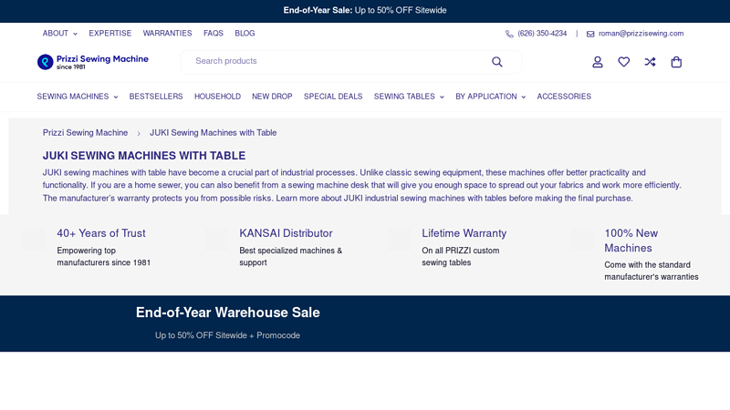 JUKI Sewing Machines with Table