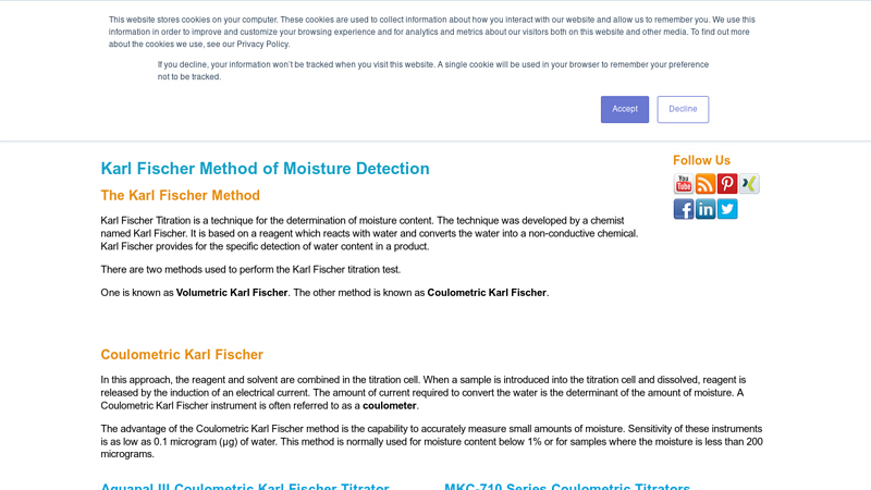 Karl Fischer Method of Moisture Detection
