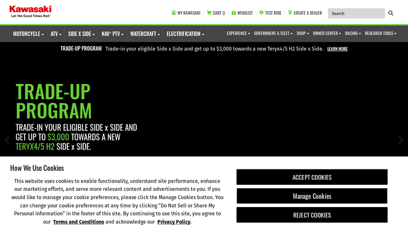 Kawasaki Motorcycles, ATV, SxS, Jet Ski Personal Watercraft