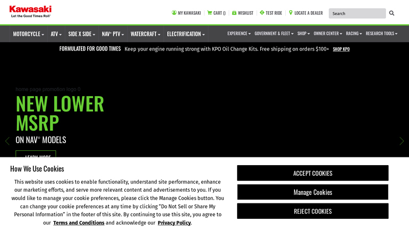 Kawasaki Motorcycles, ATV, SxS, Jet Ski Personal Watercraft