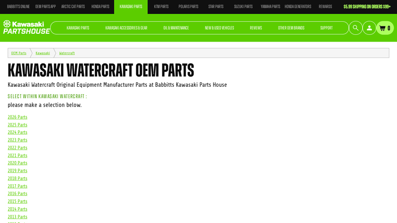 Kawasaki Watercraft OEM Parts