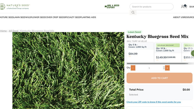 Kentucky Bluegrass Seed Mix for Lawns from Nature's Seed