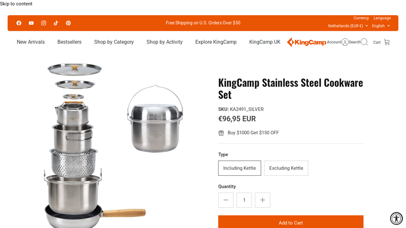 KingCamp Stainless Steel Cookware Set